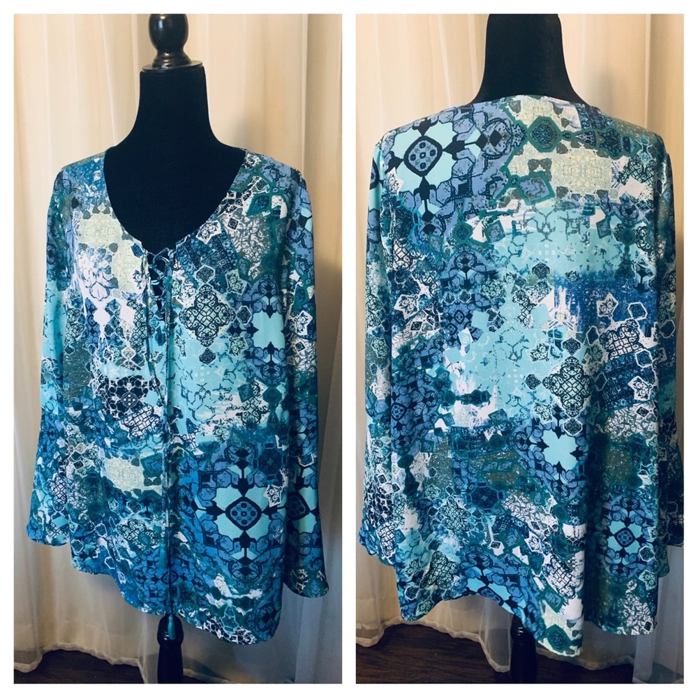 Cute Plus Size Multicolored Peasant Top